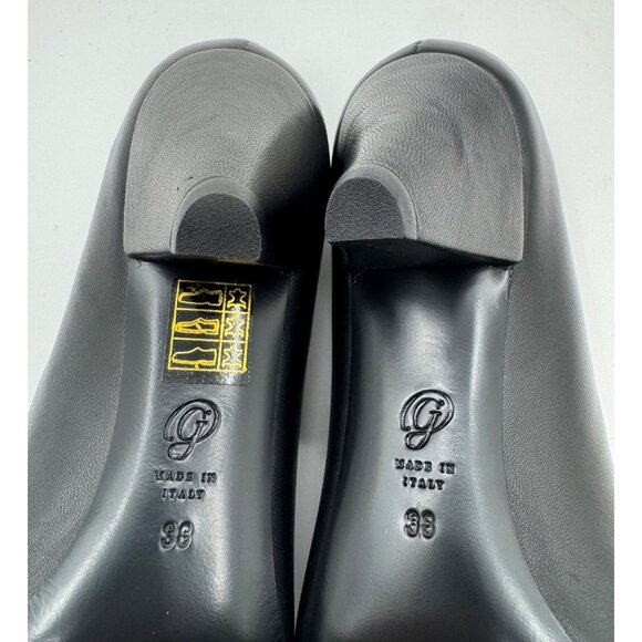 M. Gemi Alania Black Italian Leather Pointed Toe Heeled Shoes Size 7.5 or EU 38 - Picture 12 of 14